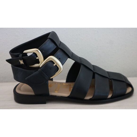 Free People x Sam Edelman Womens Sz 6M Black Leather Dawn Fisherman Sandals - Picture 7 of 13